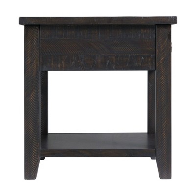 Espresso Brown Square Wood End Table with Drawer