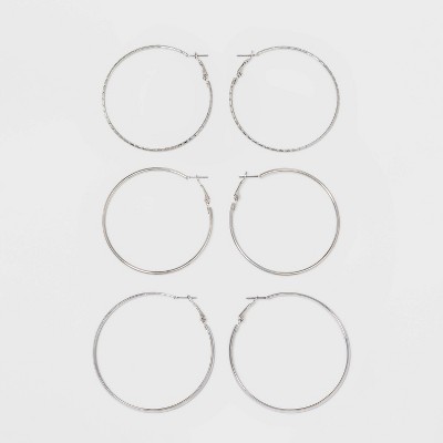 Thick, Thin and Textured Hoop Earring Set 3ct - Wild Fable™