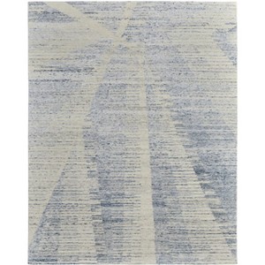 Ivory Blue And Silver Abstract Hand Knotted Distressed Area Rug - 1 of 4
