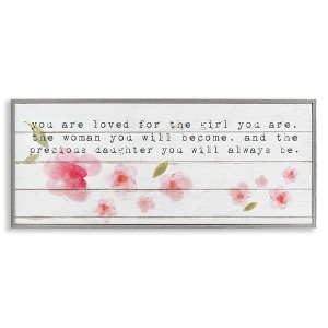 Stupell Industries Precious Daughter with Pink Flowers, 24" x 10" - 1 of 4