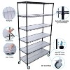 6 Tier 6000lbs Capacity Storage Shelves, Adjustable Garage Storage Shelving With Wheels, Metal Wire Shelving Unit, For Warehouse, Pantry - image 2 of 4