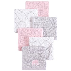 Hudson Baby Infant Girl Super Soft Cotton Washcloths, Pink Elephant, One Size - 1 of 1