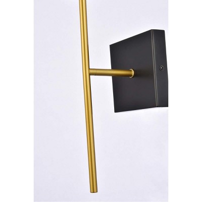 Neri Black and Brass Globe Glass Wall Sconce
