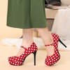 Allegra K Women's Polka Dots Platform Round Toe Ankle Strap Stiletto High Heel Pumps - 2 of 4