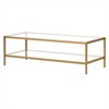 54 in. Antique Brass Finish Coffee Table with Clear Glass Shelf - Henn&Hart - 4 of 4