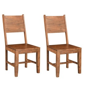 HomeRoots Set of Two Brown Solid Wood Open Back Dining Side Chairs - 1 of 4