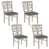 VECELO Rustic Wooden Dining Chairs, Rubber Wood Kitchen Chairs with Padded Seat & Elegant Hollowed Backrest, Gray - 2 of 4