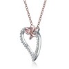 Guili Sterling Silver Cubic Zirconia Heart and Bowtie Necklace in Rose Gold or White—A Lovely, Timeless Piece to Add Charm and Elegance to Your Outfit - 2 of 3
