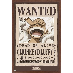 Trends International One Piece - Monkey D Luffy Wanted Poster Framed Wall Poster Prints - 1 of 4