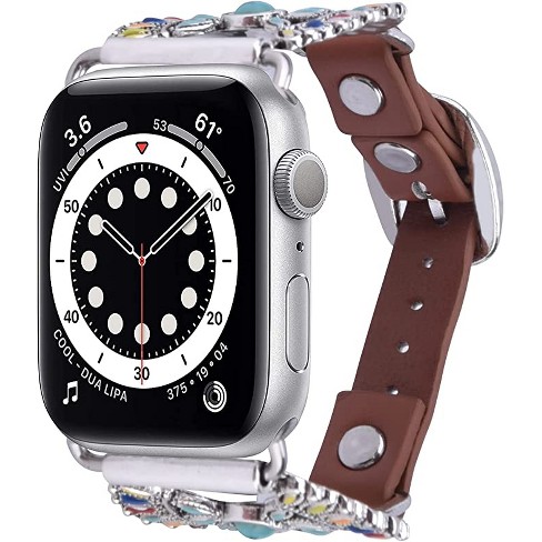 Worryfree Gadgets Leather & Metal Band For Apple Watch 38/40/41mm