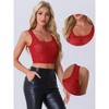Allegra K Women's Sheer Mesh Scoop Neck Glitter Stars Sleeveless Party Crop Tank Top - 2 of 4