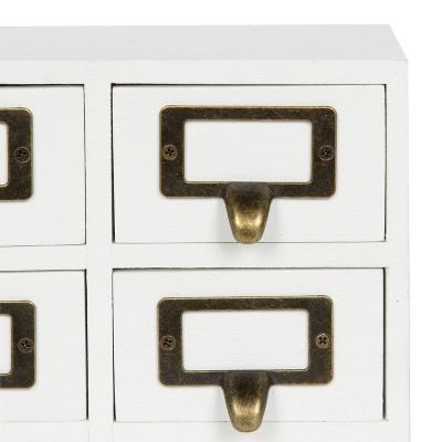 White Wood Apothecary Desk Drawer Set with 9 Drawers
