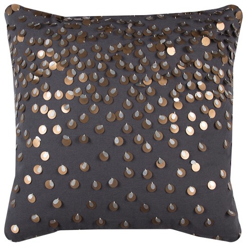 Rizzy Home Sporadic Sequins In Copper And Silver Throw Pillow
