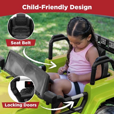 Green 12V Kids Ride-On Truck with Remote Control and LED Lights
