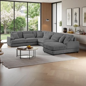 Polibi Oversized U-Shaped Sectional Sofa with Plush Corduroy Upholstery - 1 of 4