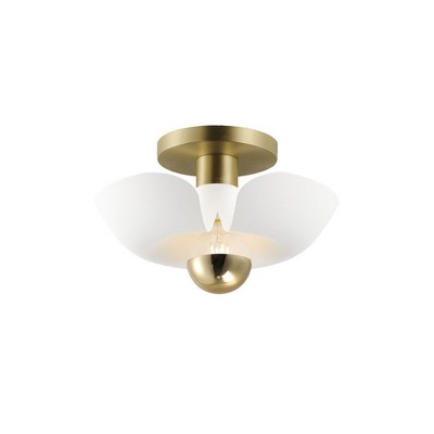 Maxim Lighting Poppy 1 - Light Flush Mount in  White/Satin Brass