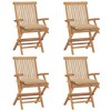vidaXL 4X Solid Teak Wood Patio Chairs with Beige Cushions - Foldable Garden, Terrace or Patio Seating - 2 of 4