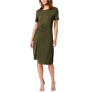 Rachel Roy Womens Draped Front Midi Asymmetrical Dress, Green, X-Small - 1 of 1