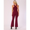 INSPIRE CHIC Women's Halter Neck Sleeveless High Waist Split Hem Flare Leg Jumpsuit - 3 of 4