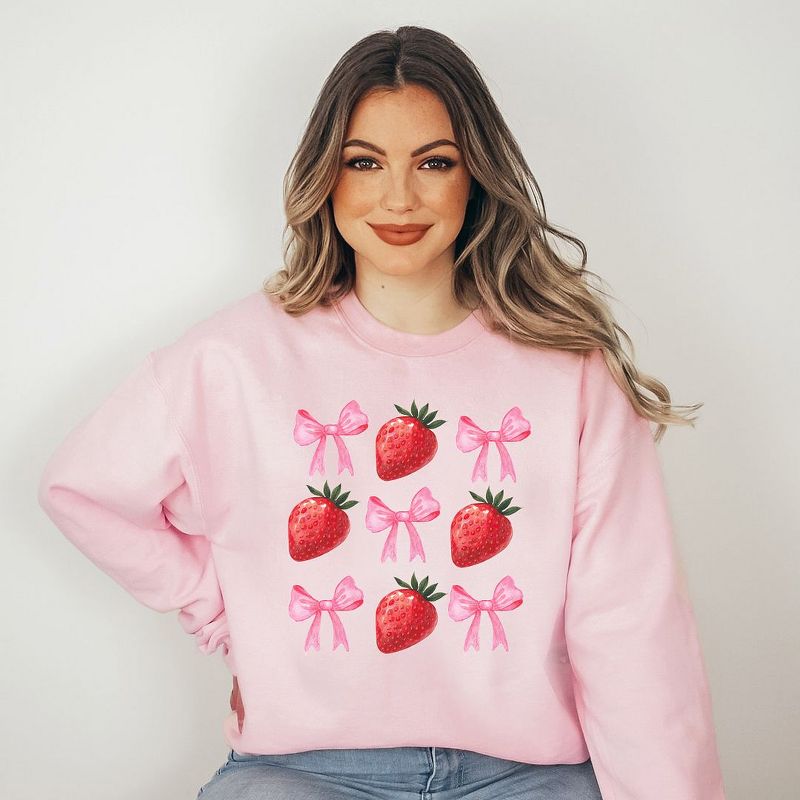 Simply Sage Market Women's Graphic Sweatshirt Strawberry Coquette Bow Chart, 3 of 5