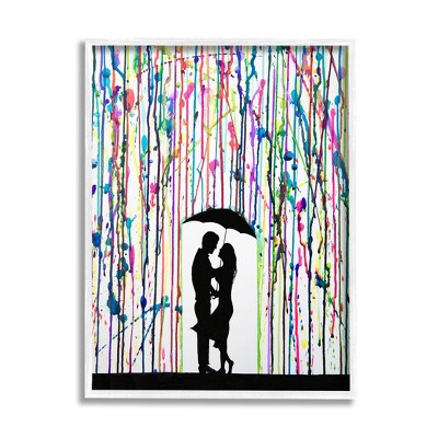 Stupell Industries Modern Romantic Rainfall Silhouette Framed Giclee Art