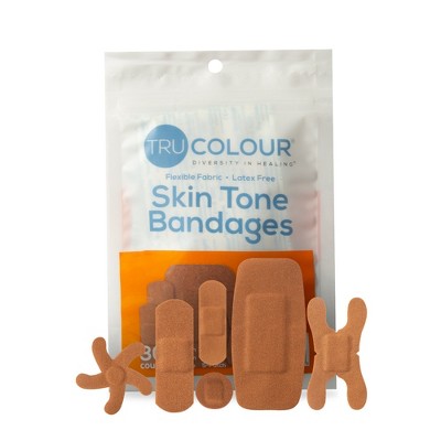 Tru-colour Skin Tone Shade Adhesive Bandages, Brown, 30 Count, 1 Pack ...