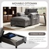 Whisen Oversized Chenille Single Sofa & Chaise Lounge with Storage Ottoman, Adjustable Phone Holder, Charging Ports, Side Pockets - 3 of 4