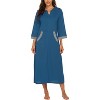 Ekouaer Women Zipper Robe 3/4 Sleeves Loungewear Dress Full Length Sleepwear Pockets Housecoat Nightgown Long Bathrobe - 3 of 4