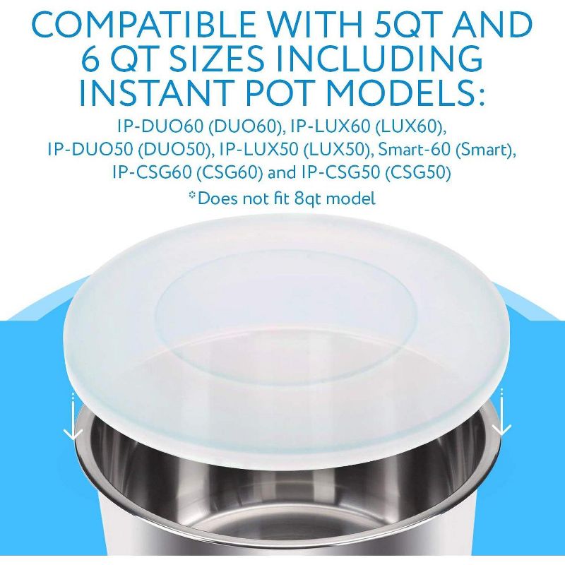 Impresa 6 Qt Silicone Lid for Instant Pot, 5 & 6 Quart Inner Pot Cover for Instapot, Insta Pot Cooker Accessories for IP DUO60 & Many More Models, 3 of 5