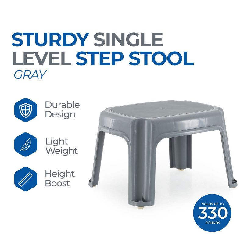 Gracious Living 9.5-Inch Tall, Sturdy Non Slip Plastic Single Level Home Step Stool for Kitchen, Bathroom, Laundry, or Pantry, 2 of 7