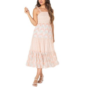 Celebrity Pink Womens Twin Printed Smocked Floral Midi Dress - 1 of 2
