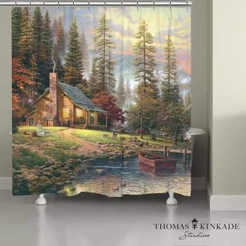 Thomas Kinkade A Peaceful Retreat Shower Curtain - Multicolored