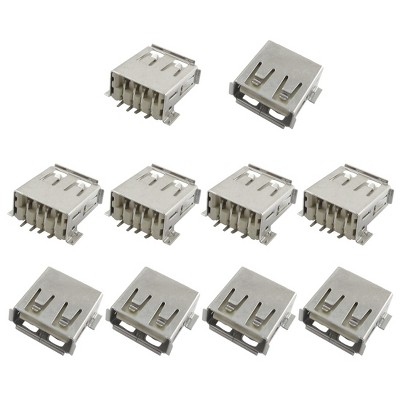 Unique Bargains USB 4 Pin Plug Solder Connector Type a Female Socket Adapter 10Pcs