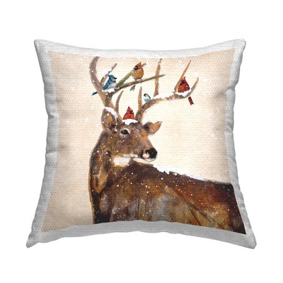 Stupell Industries Snowy Birds Perched Reindeer Antlers
