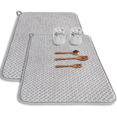 LunaLulinlk Dish Drying Mat, 23.6 x 17.7 inch Absorbent Dish Drainer Kitchen Counter Mat, Gray