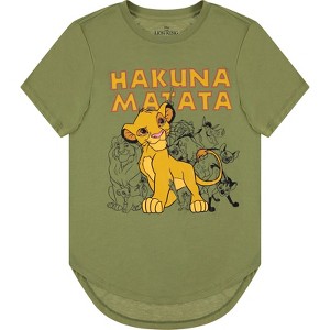 Ladies Lion King Fashion Shirt - Ladies Classic Hakuna Matata Clothing - Disney Lion King Simba Mufasa Timon and Pumba Curved Hem Tee - 1 of 4