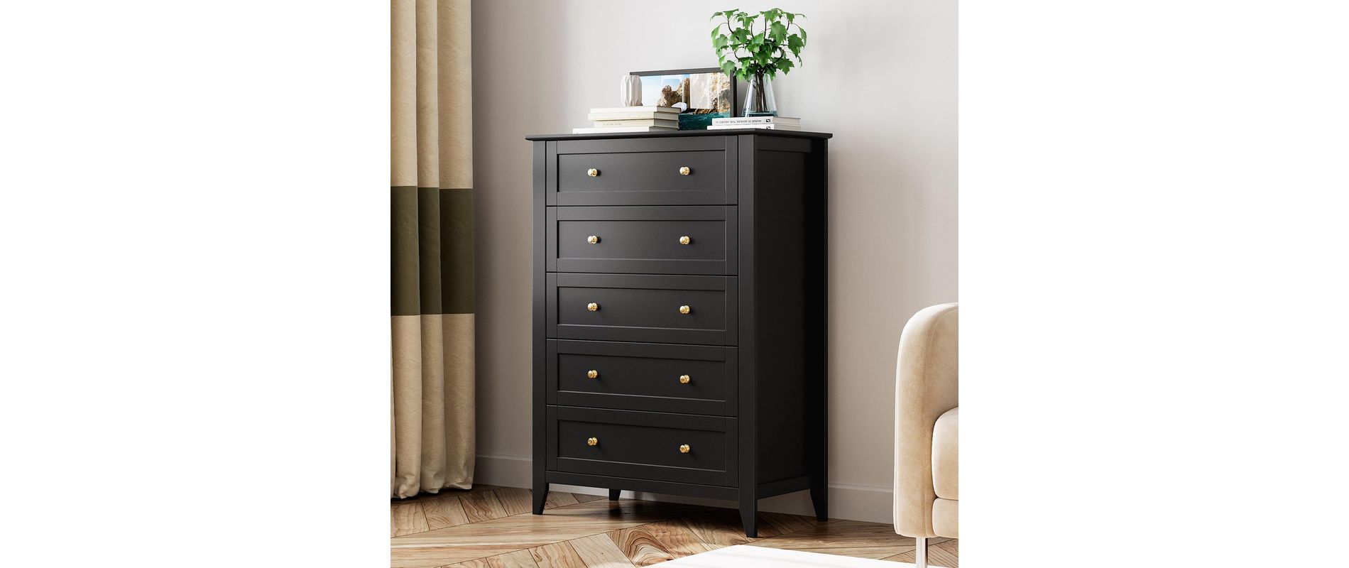6 Drawer Dresser for Bedroom, Chest of Drawer Dresser for 48 inch TV, Modern Wood Organizer TV Stand for Living Room, Entryway, Hallway