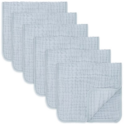 Image of Muslin Burp Cloths Large 100% Cotton by Comfy Cubs (Slate, Pack of 6)