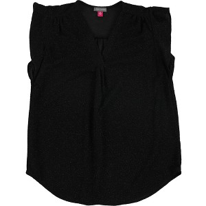 Vince Camuto Womens Glitter Flutter Sleeve Cold Shoulder Blouse, Black, X-Small - 1 of 2