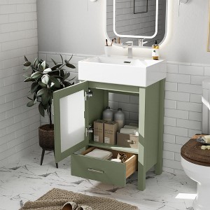 NicBex Bathroom Storage Cabinet with Sink, Bathroom Vanity, 1 Spacious Drawer and 1 Glass Cabinet Door for Bathroom - 1 of 4