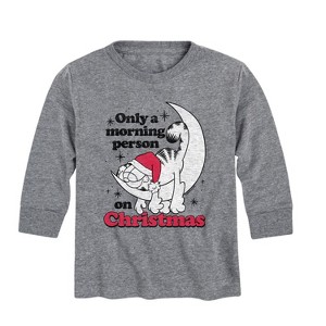 Boys' - Garfield - Only A Morning Person On Christmas Long Sleeve Graphic T-Shirt - 1 of 4
