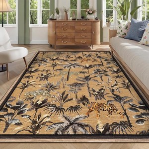 Washable Tiger Area Rugs - Non Slip Low Pile Jungle Animal Carpet Ultra Soft Stain Resistant Throw Mats for Living Room Dining Room Bedroom - 1 of 4