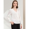 Allegra K Women's Elegant Satin Long Sleeve Office Work Blouses - 2 of 4