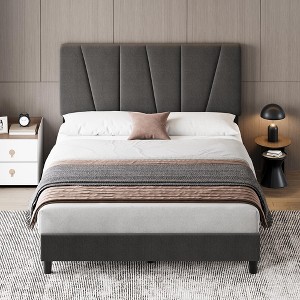 Twin/Full/Queen/King Size Bed Frame with Adjustable Headboard - 1 of 4