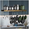 SEVOBAL Island Cookware Hanging Pot Rack Ceiling Mount Organizer 24 Hooks Pots Pans Storage Kitchen Easy Assembly, Brown, 23.79"*4.88"*3" - 2 of 4