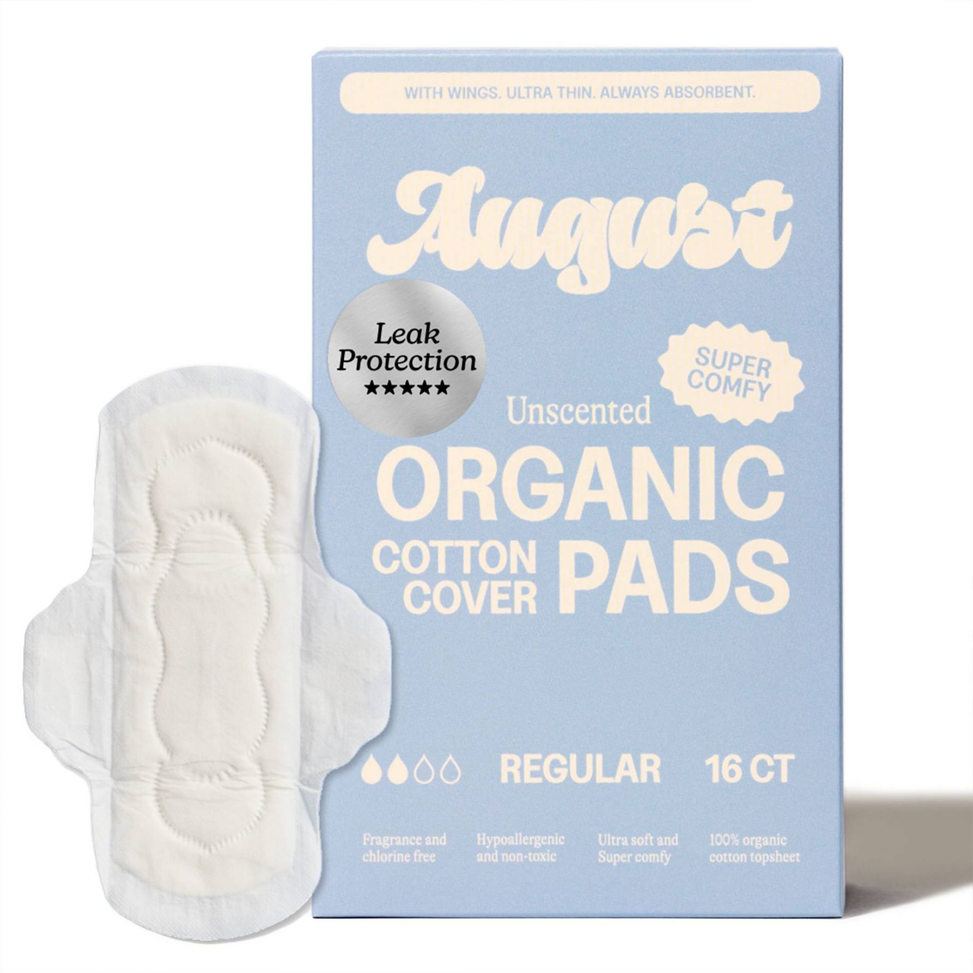 Its August Organic Regular Pads - 16ct