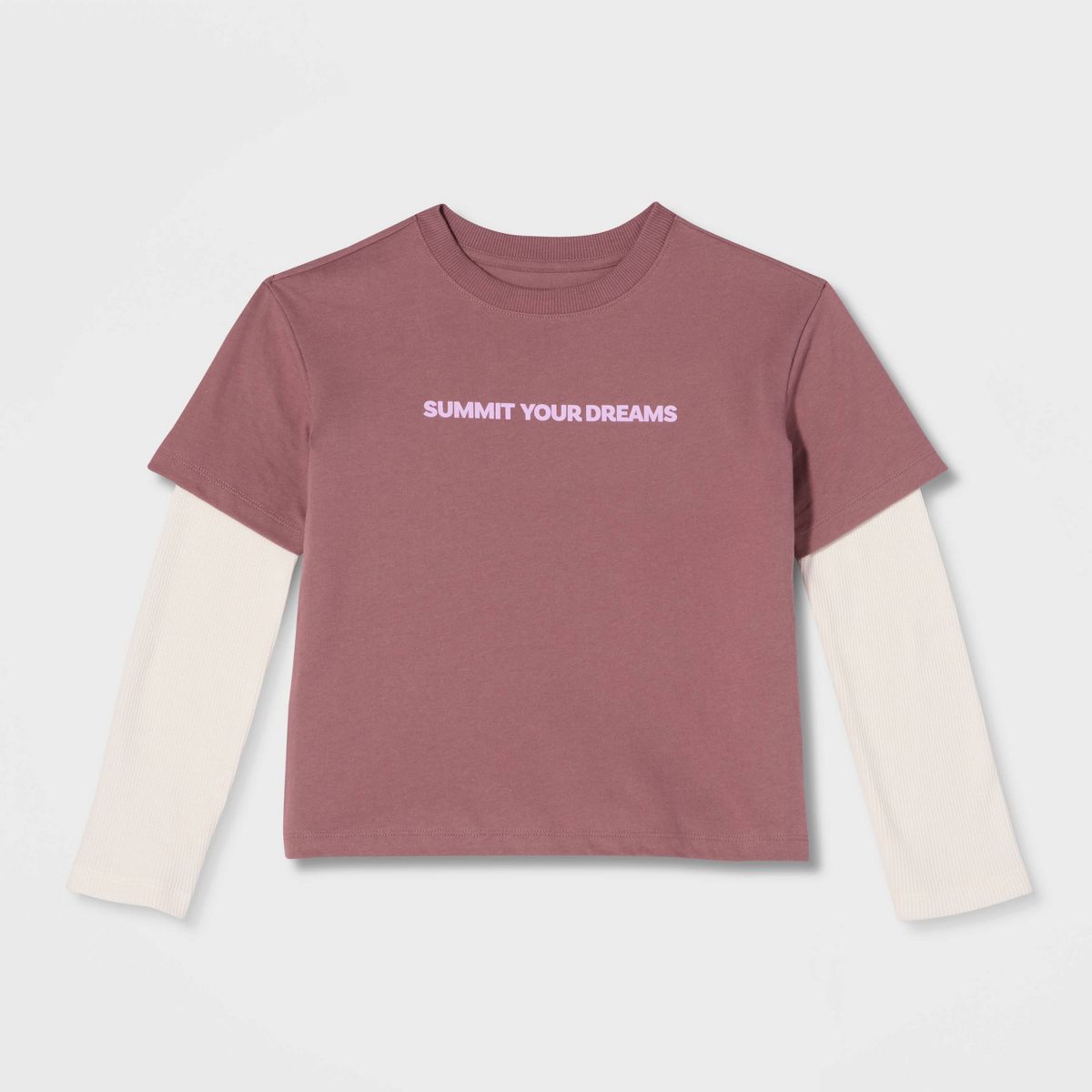 Girls' Twofer Long Sleeve Relaxed Fit 'Summit' Graphic T-Shirt - Cat & Jack™ Brown - thumbnail 2
