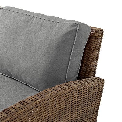 Bradenton Brown Wicker Outdoor Armchair Set with Gray Cushions