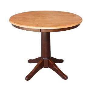 International Concepts 36" Round Top Pedestal Table-28.9" H, Cinnamon/Espresso - 1 of 4