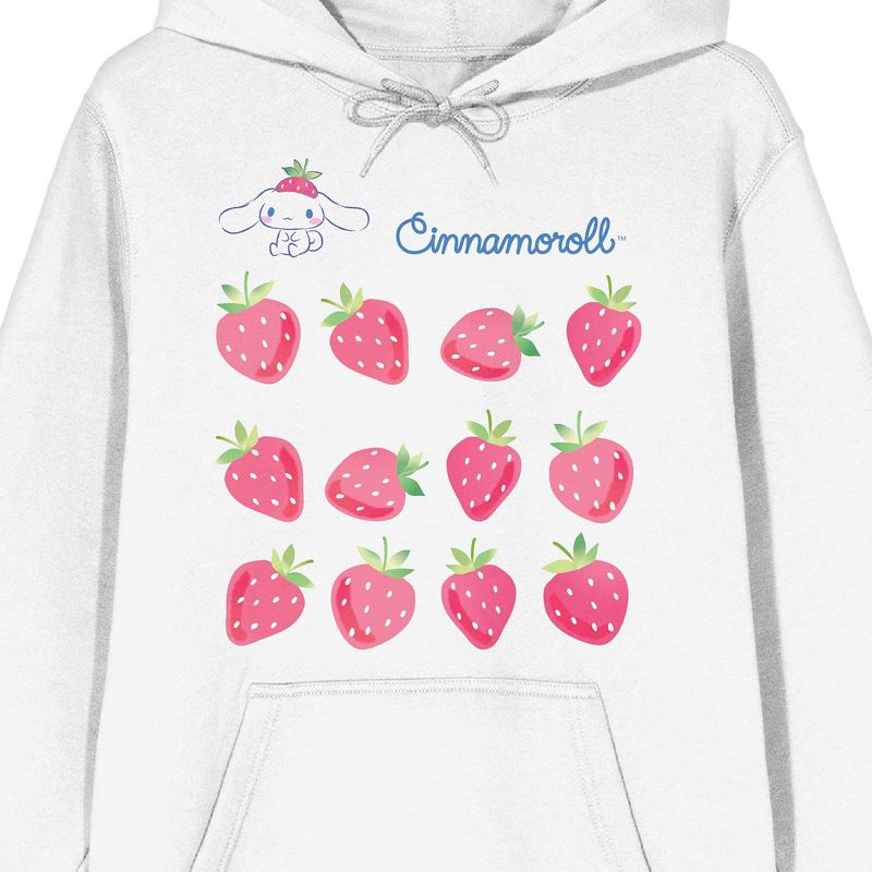 Cinnamoroll Strawberries Women's White Pullover Hoodie, 2 of 4